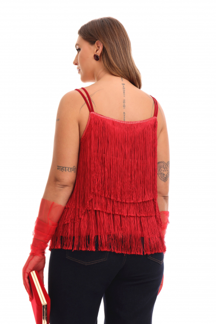 Топ на подкладке с бахромой