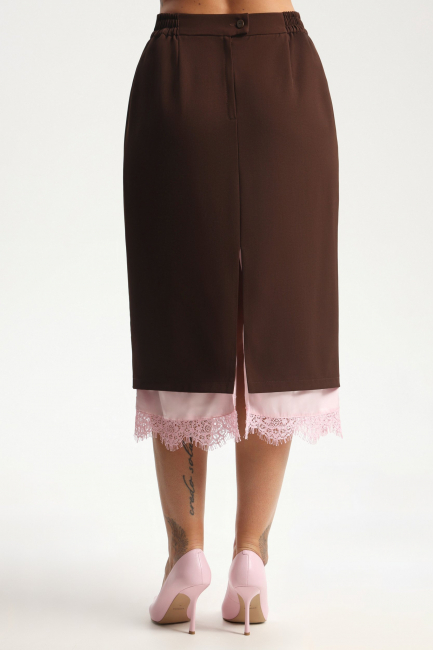 Юбка карандаш с подкладкой и кружевом