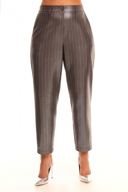 Укороченные брюки с металлизированным блеском и принтом