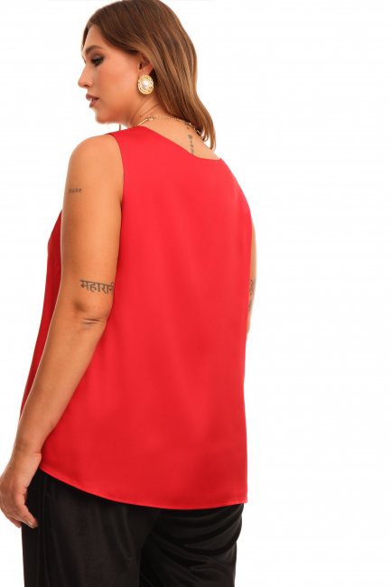 Красный шелковый топ на подкладке