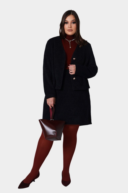 Юбка трапеция мини из смесовой шерсти – фото – Plus Size 50–64 – Моно-Стиль