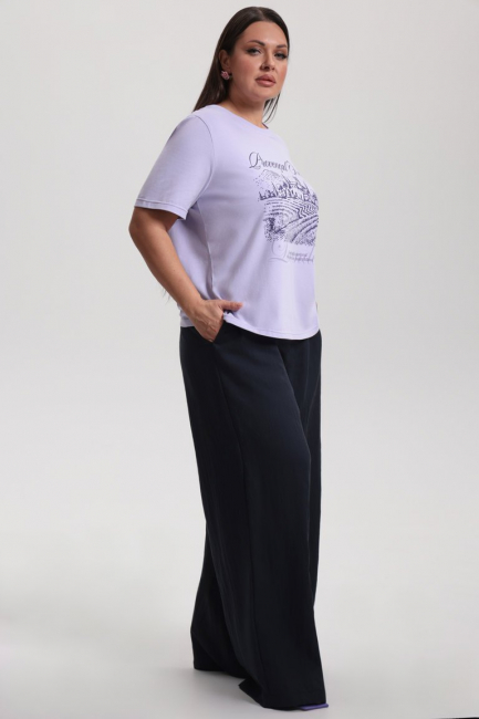 Футболка с рибаной и принтом – фото – Plus Size 50–64 – Моно-Стиль