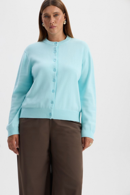 Кардиган из хлопка голубого цвета – фото – Plus Size 50–64 – Моно-Стиль