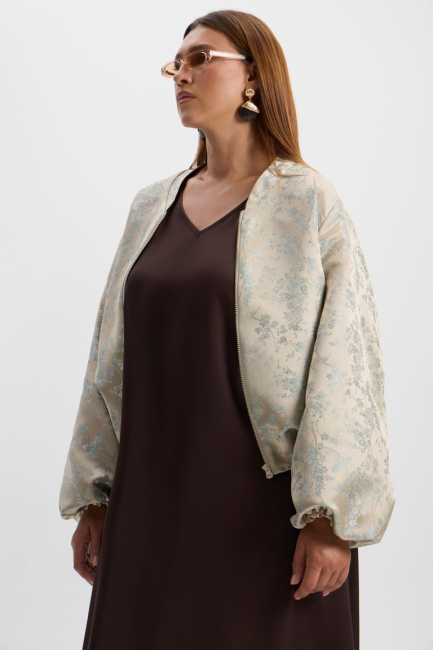 Бомбер с рукавом жиго из жаккарда – фото – Plus Size 50–64 – Моно-Стиль