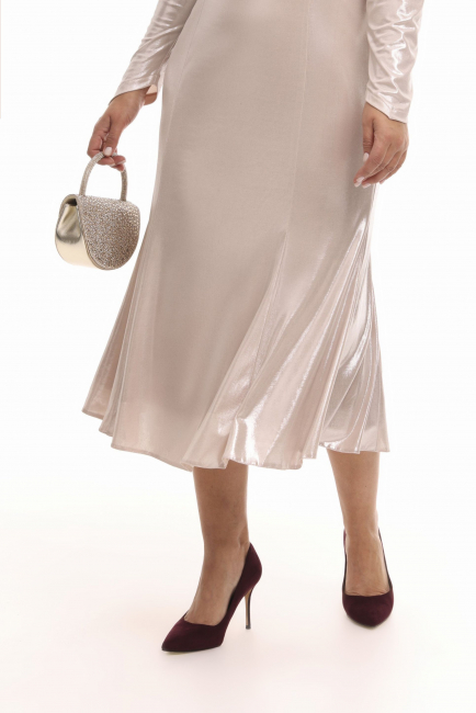 Платье макси из трикотажа с металлизированным эффектом на шелковой подкладке купить 