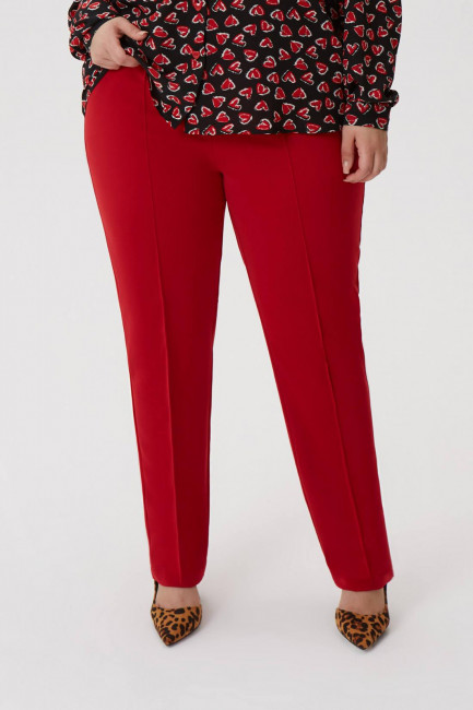 Красные брюки со стрелками полной длины