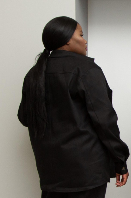 Рубашка куртка на поясе черного цвета