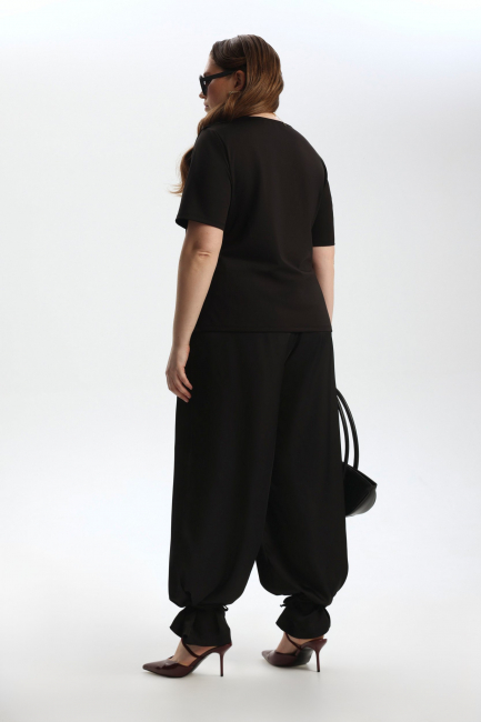 Брюки палаццо из шелка с застежкой энкл тай