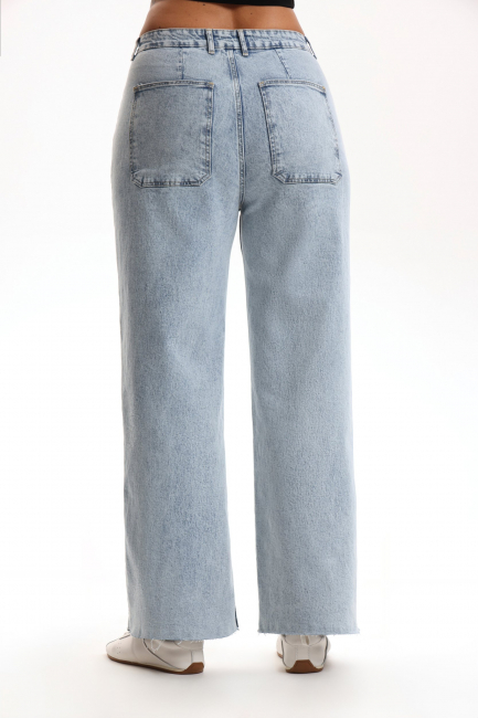 Палаццо бэгги из денима купить на фигуру плюс сайз в магазине женской одежды больших размеров