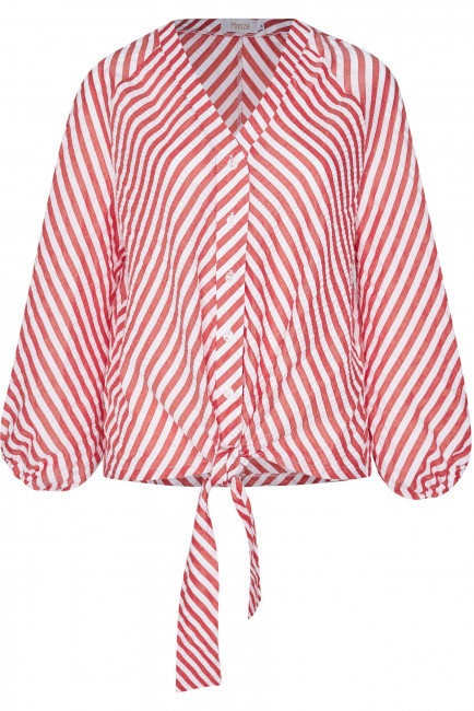 Костюм блузка и юбка с крэш эффектом в розовую полоску