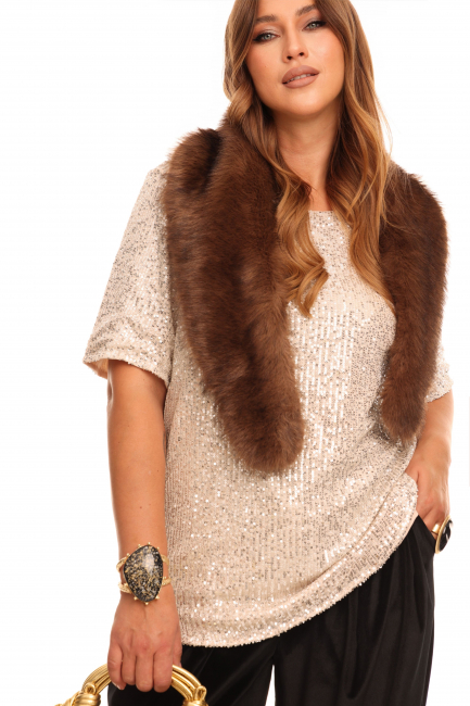 Палантин из экомеха норки