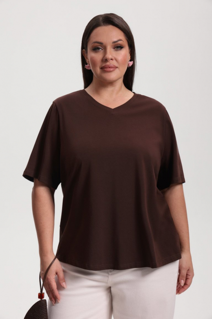 Футболка с вырезом из хлопка – фото – Plus Size 50–64 – Моно-Стиль