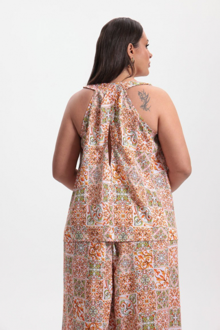 Топ американка с драпировкой на спинке и принтом – фото – Plus Size 50–64 – Моно-Стиль