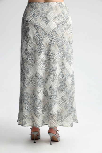 Юбка макси из поливискозы с серым принтом