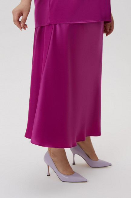 Бельевая юбка комбинация в оттенке фуксия на подкладке