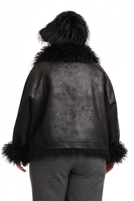 Панама из меха ламы на экозамше