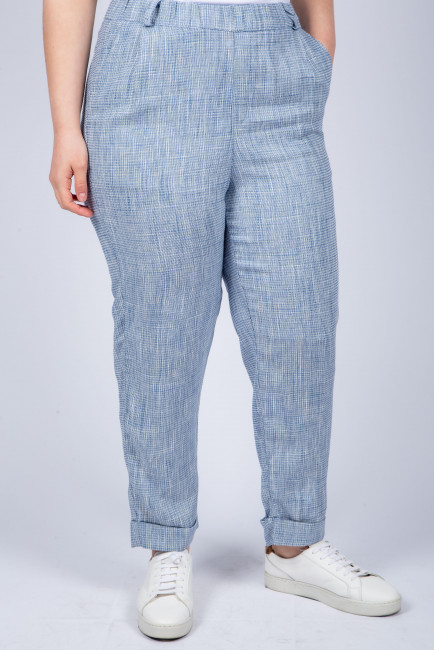 Льняные брюки на подкладке в голубом оттенке
