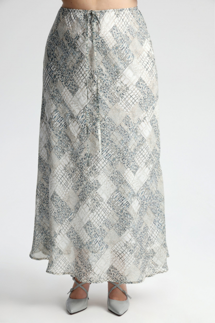 Юбка макси из поливискозы с серым принтом