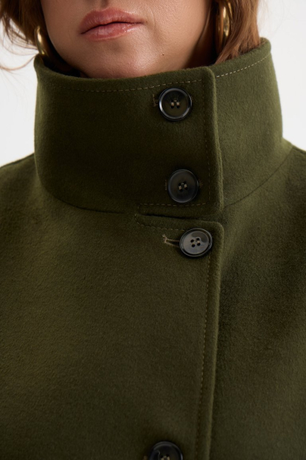 Полупальто с высоким воротником стойка – фото – Plus Size 50–64 – Моно-Стиль