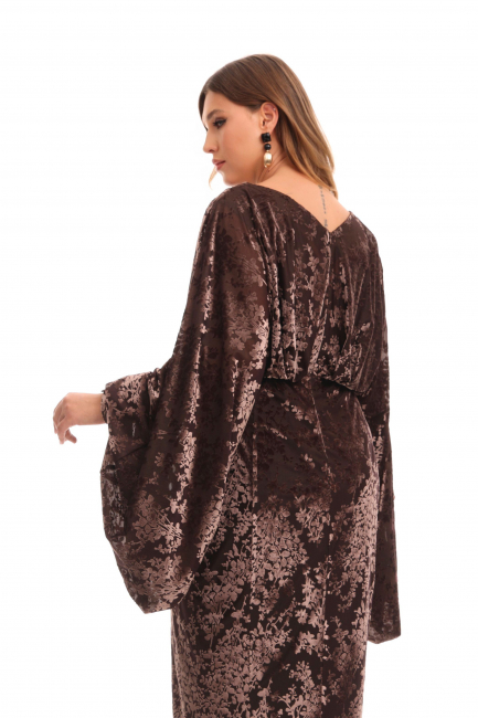 Платье с принтом из набивного бархата и рукавом жиго