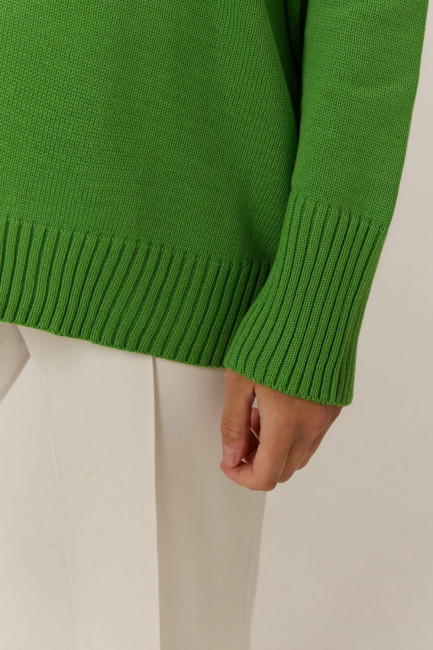Зеленый пуловер из вязаного хлопка купить онлайн большой размер