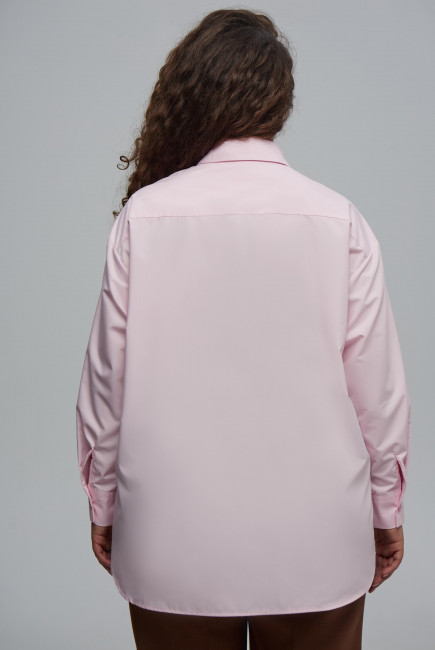 Розовая базовая рубашка relaxed fit из смесового хлопка купить в ассортименте большие размеры