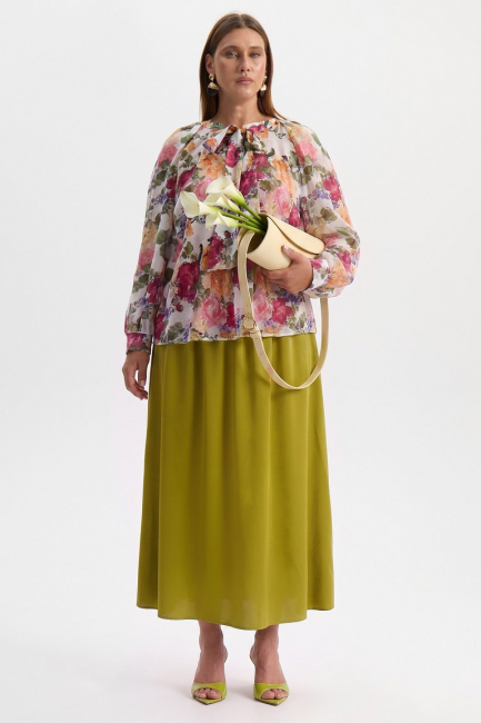 Юбка слип оливкового цвета – фото – Plus Size 50–64 – Моно-Стиль