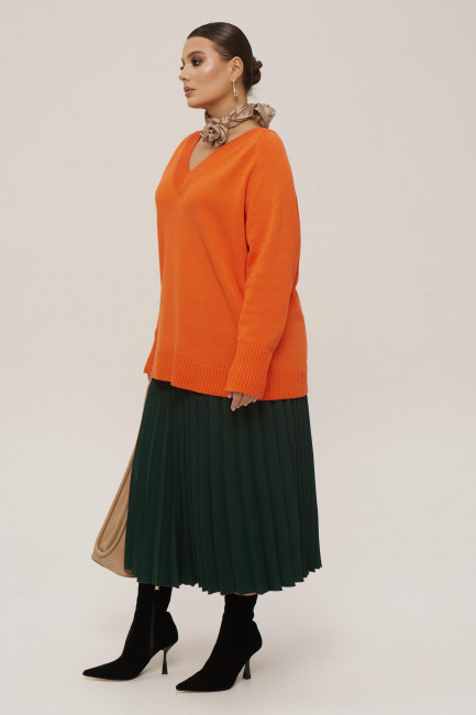Пуловер из вязаного смесового хлопка оранжевый самый большой размер заказать онлайн