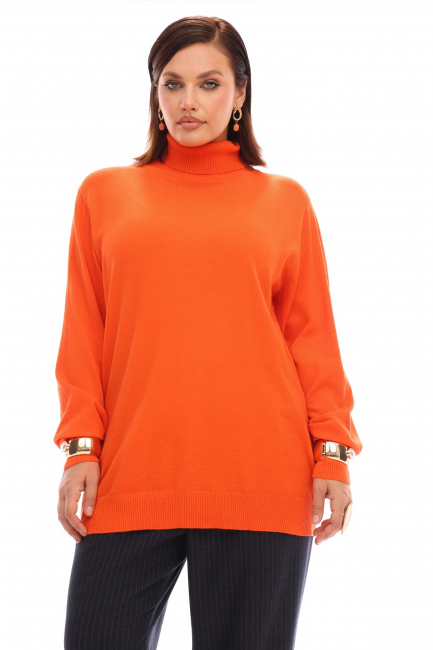 Водолазка из вязаного смесового хлопка оранжевого цвета