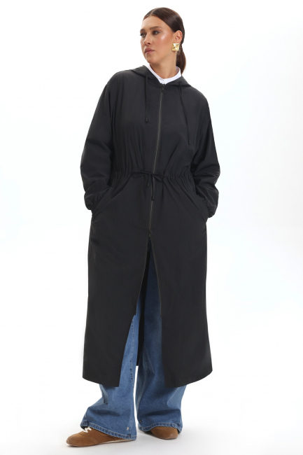 Плащ пыльник с капюшоном и подкладкой сетка