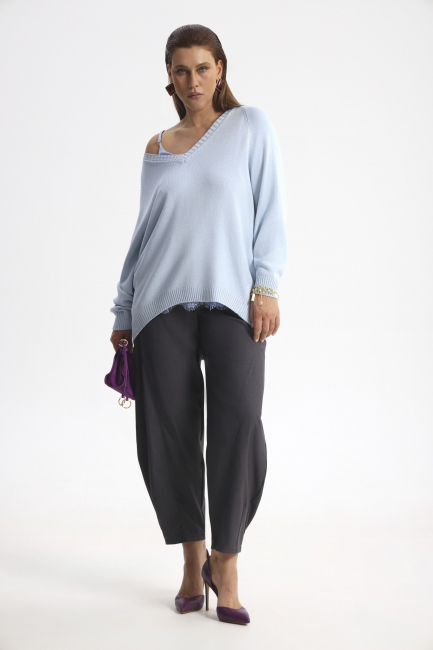 Голубой пуловер из смесовой вискозы