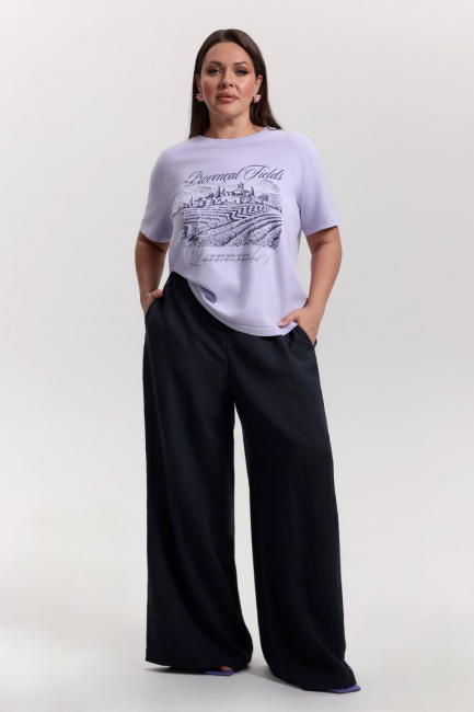 Футболка с рибаной и принтом – фото – Plus Size 50–64 – Моно-Стиль