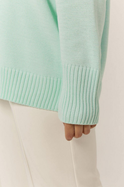 Мятный пуловер из вязаного хлопка