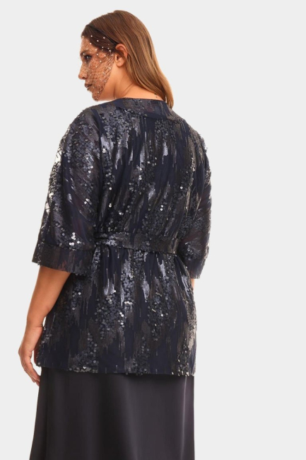 Блуза кимоно с пайетками на подкладке сетка – фото – Plus Size 50–64 – Моно-Стиль