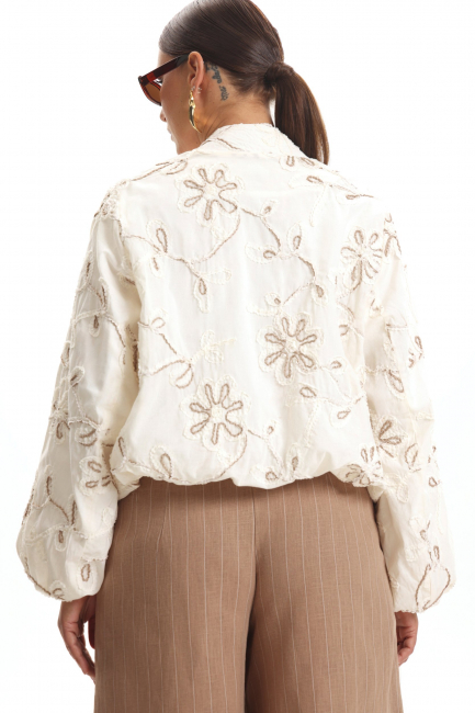 Бомбер с набивным рисунком и рукавом жиго