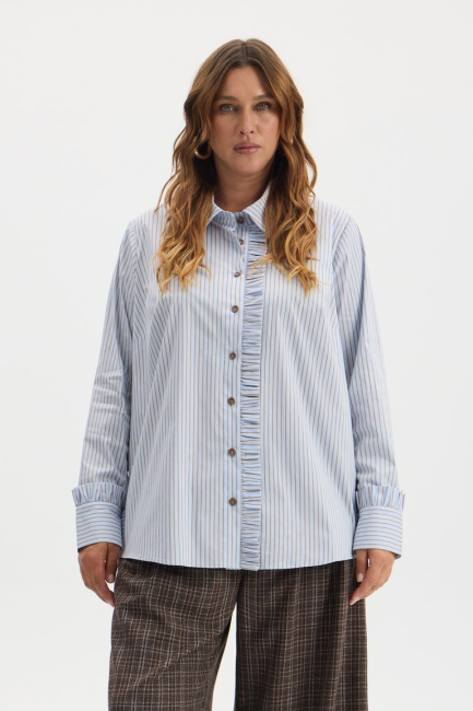 Блузка с рюшками из хлопка – фото – Plus Size 50–64 – Моно-Стиль