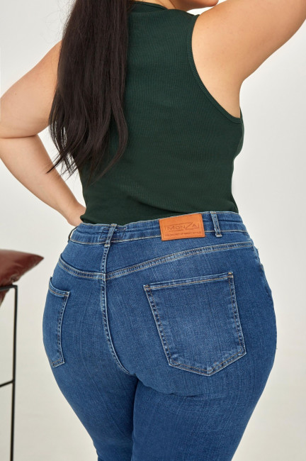 Зауженные джинсы slim синего цвета с большими размерами одежды для женщин