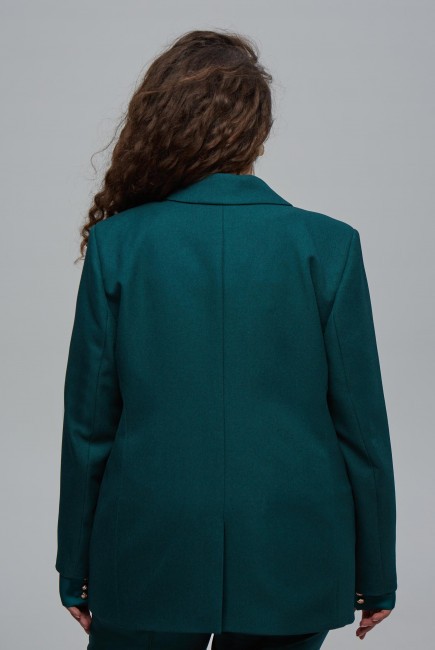 Зеленый пиджак полуприлегающего силуэта из смесовой шерсти купить