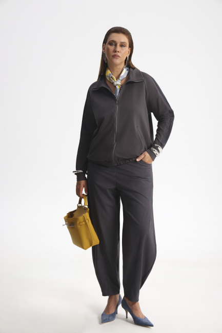 Зип-худи из трикотажа с лампасами на рукаве