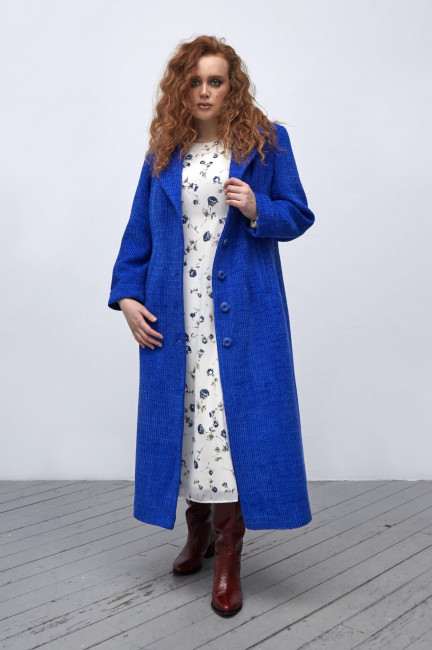 Твидовое приталенное пальто жакет длиной макси на фигуру большого размера плюс сайз купить в магазине модной одежды больших размеров