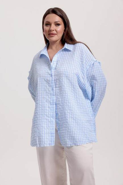 Рубашка оверсайз из хлопка с необработанными швами – фото – Plus Size 50–64 – Моно-Стиль