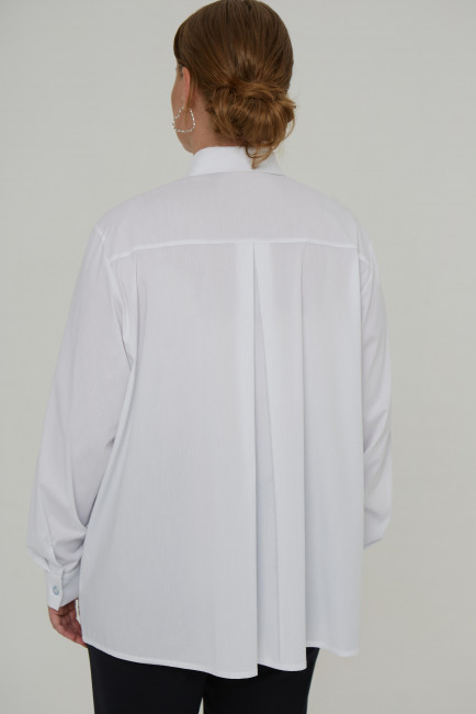 Женская оверсайз Комбинированная рубашка со вставкой гофре 