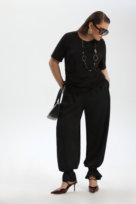 Брюки палаццо из шелка с застежкой энкл тай