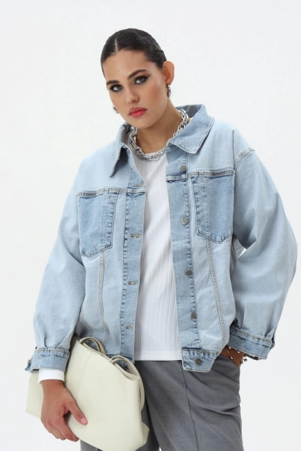 Куртка из денима с эффектом наизнанку
