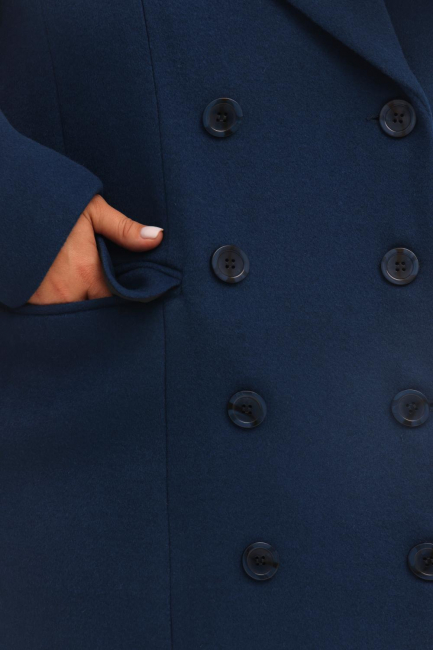 Пальто двубортное из смесовой шерсти с ворсом