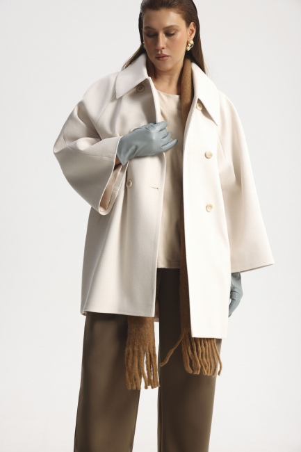 Полупальто реглан с  принтом хэрингбон