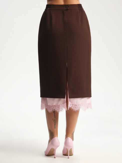 Юбка карандаш с подкладкой и кружевом