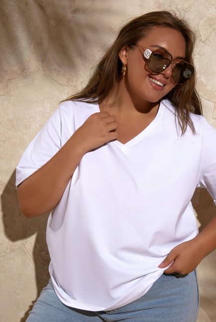 Белая футболка relaxed fit из хлопка с v-вырезом на лет купить
