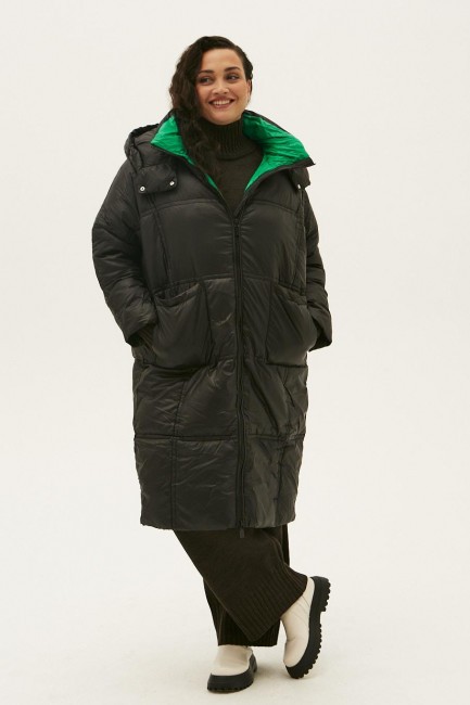 Пальто пуховик на зеленой подкладке большого размера для женщин плюс сайз заказать с доставкой 