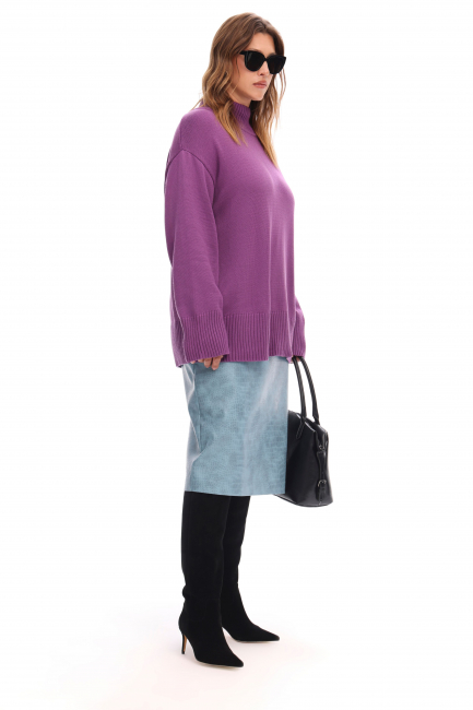 Фиолетовый джемпер relaxed fit из смесового хлопка